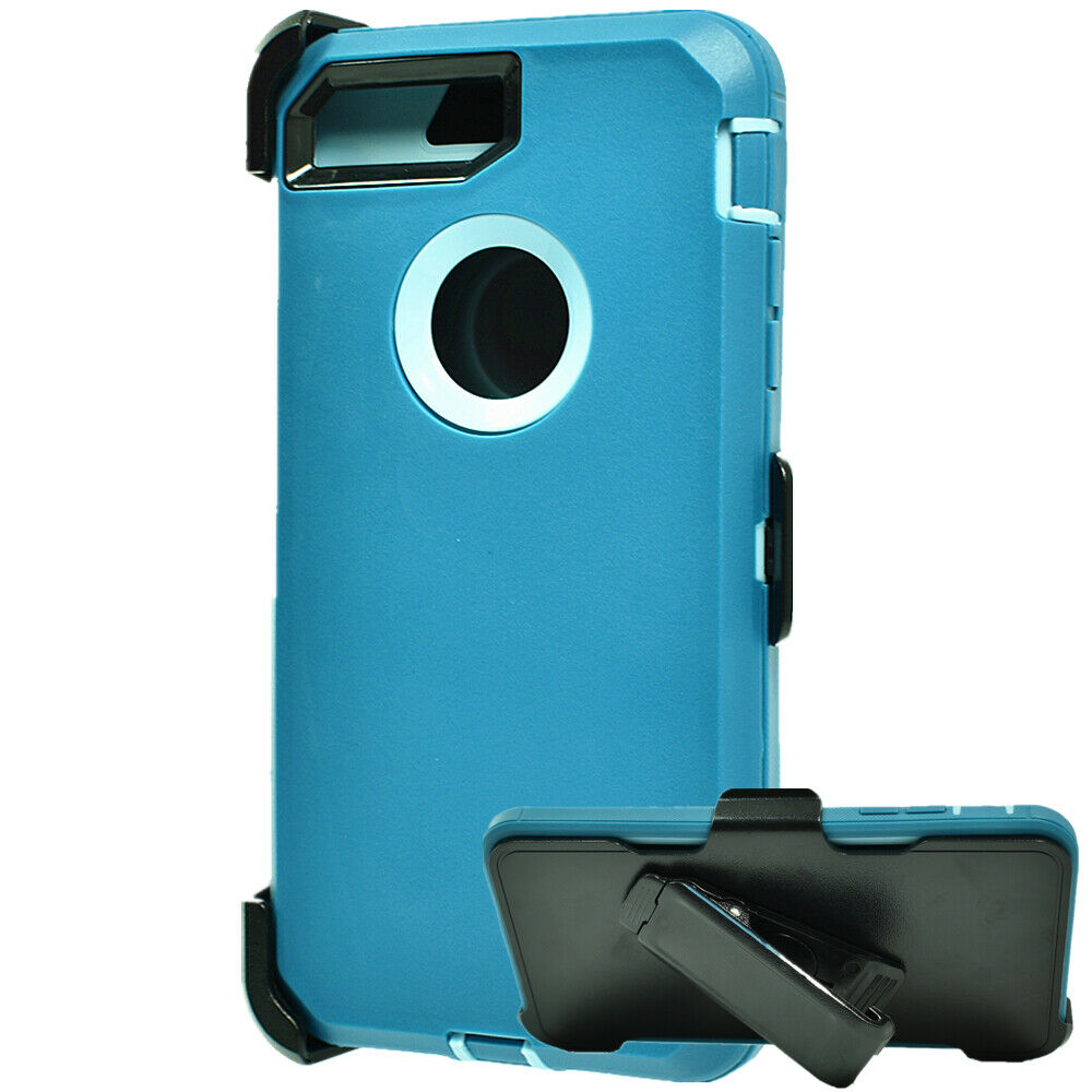 Premium Armor Heavy Duty Case with Clip for iPHONE 8 / 7 / 6S / 6 (Aqua Blue Blue)
